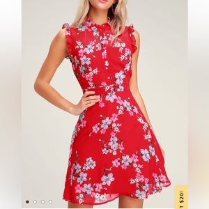 lulus red floral dress - size xs